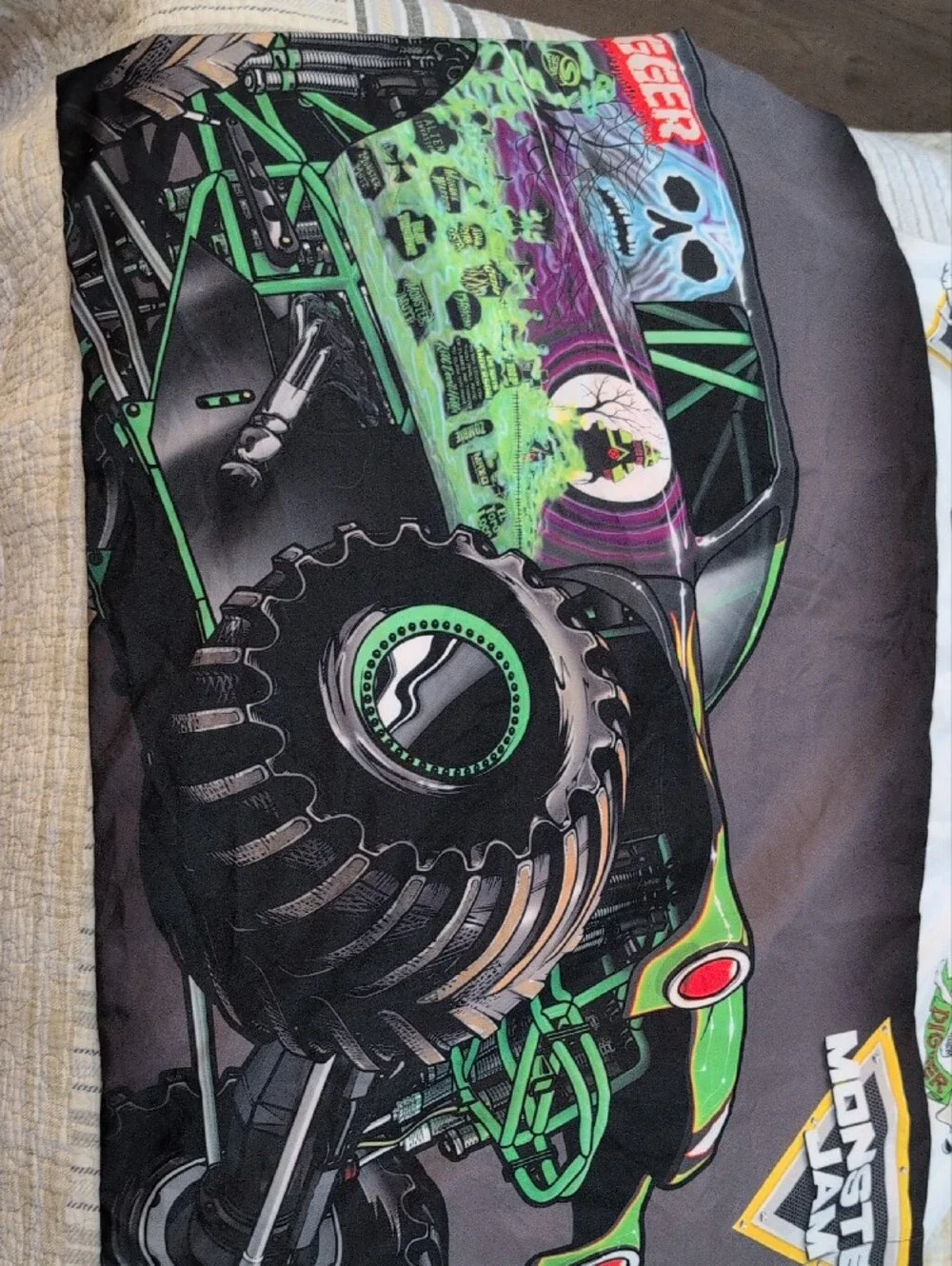 Black and Red 'Grave Digger' Monster TruckBedding Toddler Sheet And Pillow Case